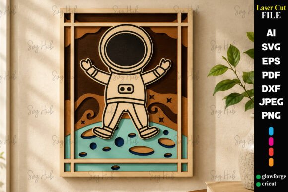 3D Astronaut Layered Laser Cut: Wall Decor & Design
