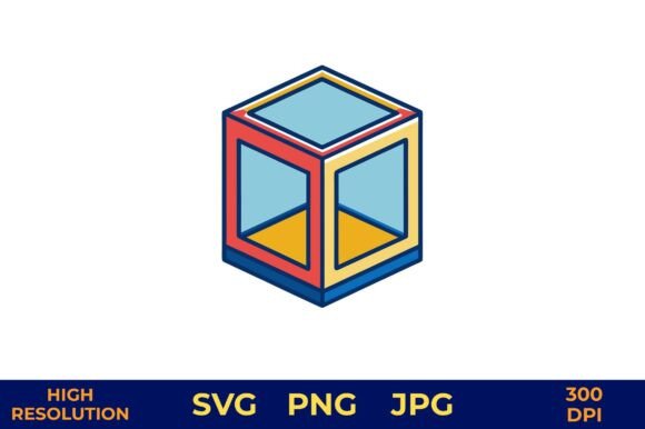 3D Cube Lightbox Vector with Bright Graphics and Illustrations