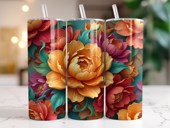 3D Floral Peony 20oz Tumbler Wrap Design: Graphics and Tumbler Wraps Review