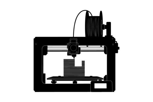 3d Printer Creating Object Flat Design V Graphics and Illustrations