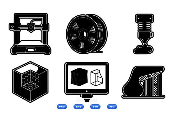 3D Printing Icon Set: Graphics and Crafts for Makers