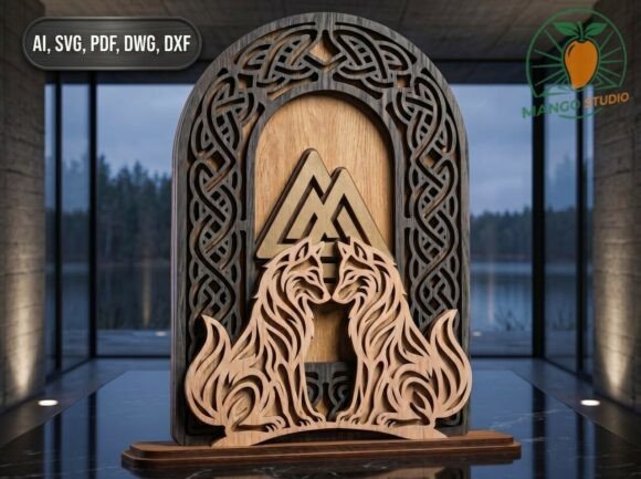 3D Viking Wolves Laser Cut File 3mm SVG