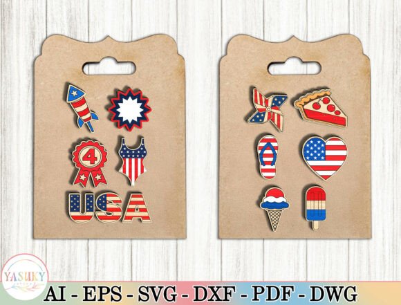 4th of July Stud Earrings SVG Bundle for Laser Cutting and Earrings