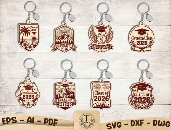 Class of 2026 Keychain SVG Bundle: Laser Cutting and Keychains