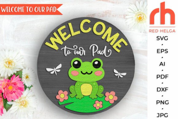 Cute Frog Door Sign, Laser Cut for Spring Amp Branding
