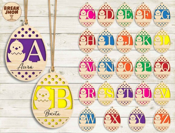 Easter Alphabet Egg Laser Cut SVG Bundle for Spring Amp