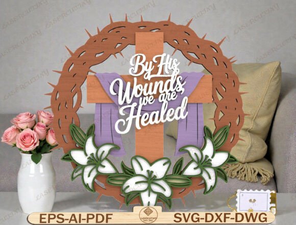 Easter Cross Crown of Thorns Laser Cut Graphics for Faith-Based Projects
