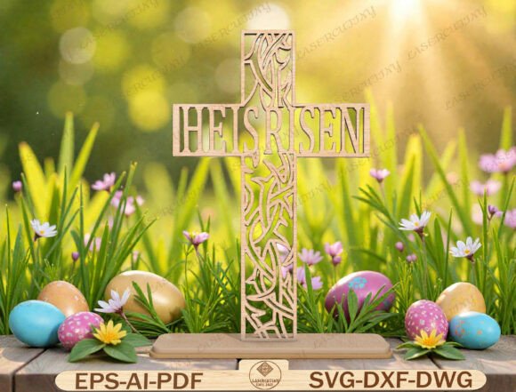 Easter Cross Sign Laser Cut File Graphics