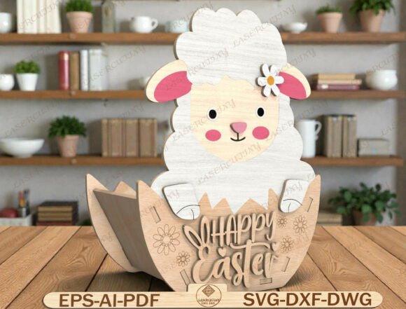 Easter Lamb Basket Laser Cut File Graphics and Graphic Templates Review