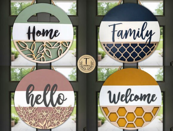 Farmhouse Door Sign SVG Bundle for Laser Cutting and Home Decor
