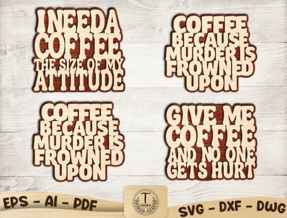 Funny Coffee Laser Cut File SVG Bundle
