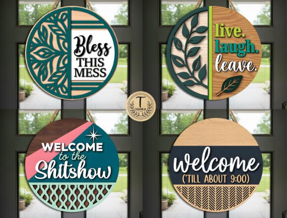 Funny Round Door Sign SVG Bundle Review