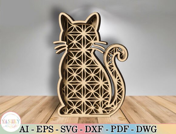 Geometric Cat SVG Laser Cut File for Home Decor and Digital Design