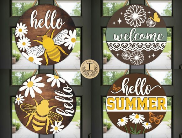 Hello Summer Welcome Sign SVG for Laser Cutting and Summer Crafts