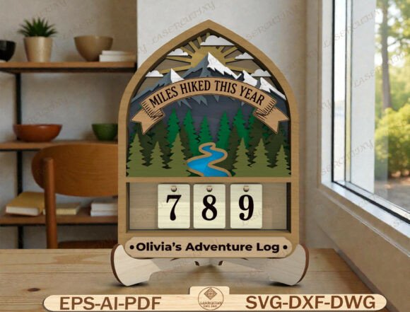 Hiking Mileage Tracker Sign Laser Cut