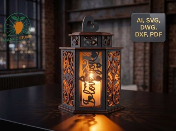 I Love You Romantic Heart Wood Lantern Laser Cutting Valentine S Day