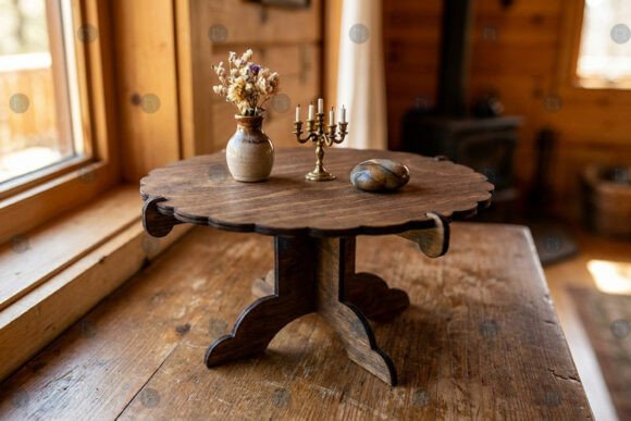 Laser Cut Mini Round Table SVG Template for Home Decor
