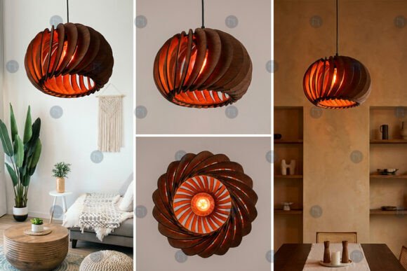 Laser Cut Round Pendant Light SVG for Ornaments and Decor