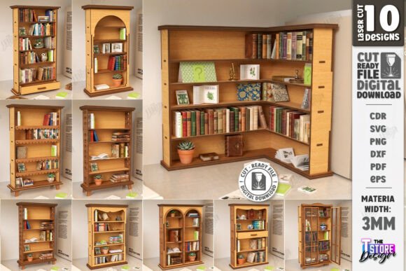 Miniature Bookshelf Laser Cut Bundle SVG for Home Decor