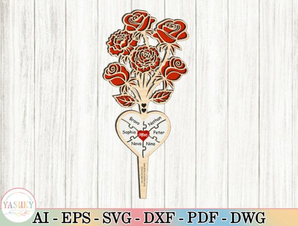 Mother s Day Rose Bouquet SVG for Laser Cutting