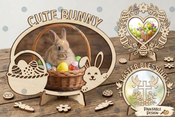 Paintable Easter Photo Frame SVG Bundle: Laser Cutting and Spring Amp Essentials
