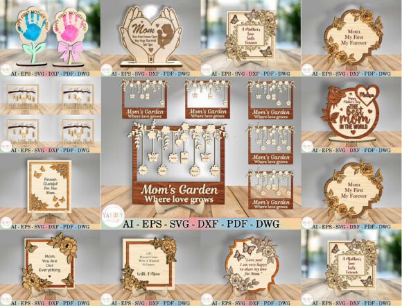 Personalized Mother s Cut File Bundle for Laser Cutting & Mother S Day