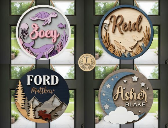 Personalized Name Sign SVG Bundle for Laser Cutting and Home Decor