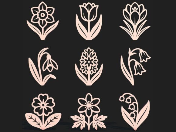 Spring Flowers SVG STL Design Pack for Graphics and Crafts