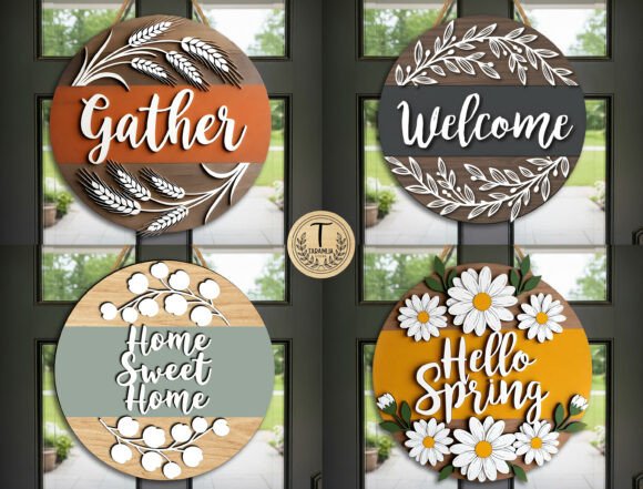 Spring Round Door Hanger Laser Cut File