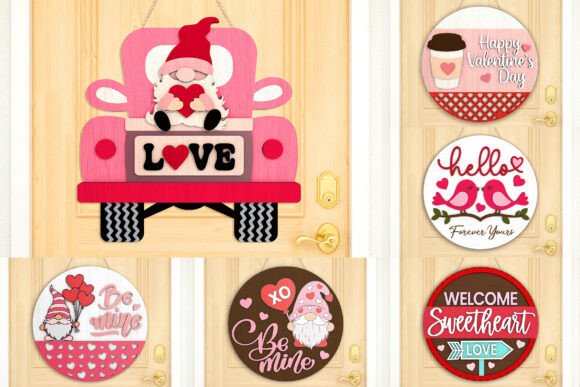Valentine Door Sign SVG Bundle for Laser Cutting and Signs