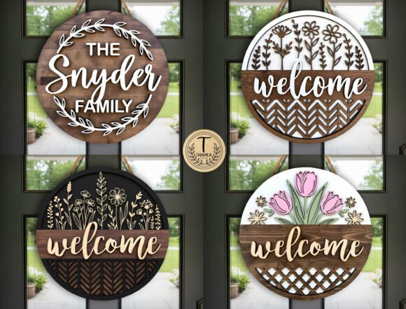 Welcome Sign Laser Cut File SVG Bundle for Home Decor
