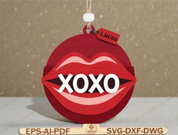 XOXO Lips Valentine Ornament SVG: Essential Graphics for Brand Templates